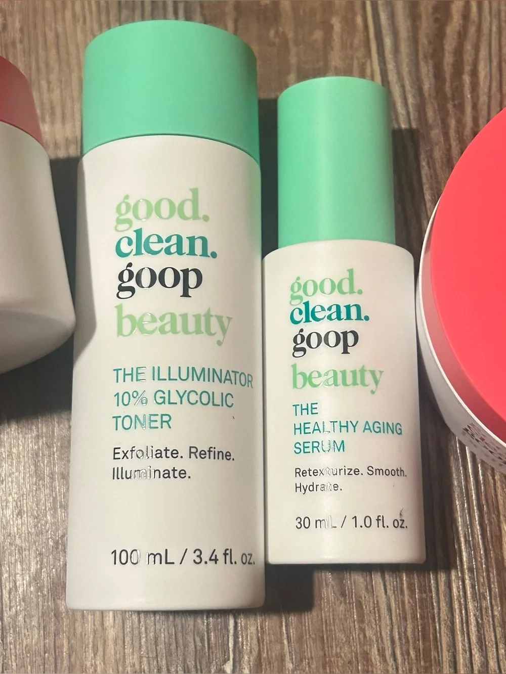 good.clean.goop 5pc Skincare Bundle- Serum, Moisturizer, Toner, 2 Body Smoother